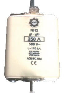 Cartouche industrielle à couteau type gG taille 2 - avec percuteur - 250A Réf - ACRI-FC250A